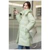 Comfortable and Fashionable Korean Style Plus Size Hooded Long Down Cotton Coat with Large Pockets