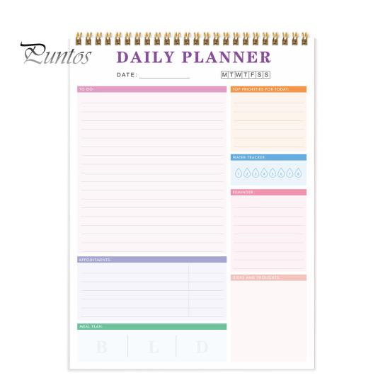 Tagesplaner mit Doppelspiralbindung, To-Do-Liste, Notizbuch für Studenten, Büroangestellte, Tagesplanerbuch für Büro und Schule