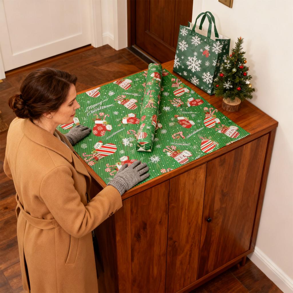 Christmas Rolled Wrapping Paper Value Pack - Gift Wrap Rolls,Square Feet Total,Nutcracker, Candy Cane, Stockings Pack Of 8 Christmas Rolled Wrapping