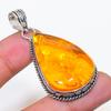 Natural Baltic Amber Gemstone 925 Sterling Silver Jewelry Pendant 2.25" AP-14241