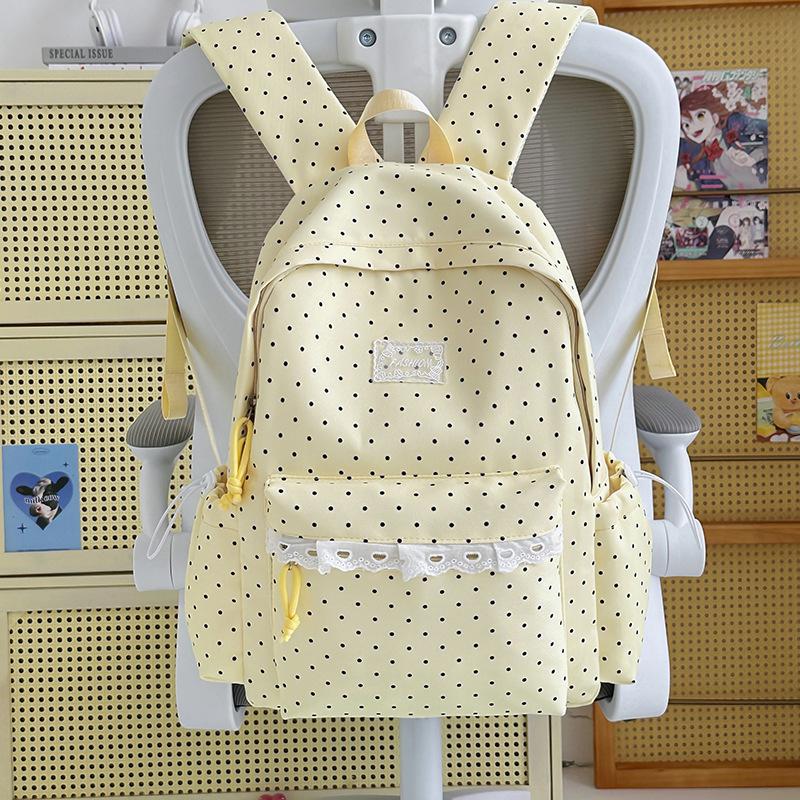 Schoolbag Korean Ins Polka Dot Backpack Cute Student High Value Large Capacity High School Student School Bag Mori Versatile Backpack