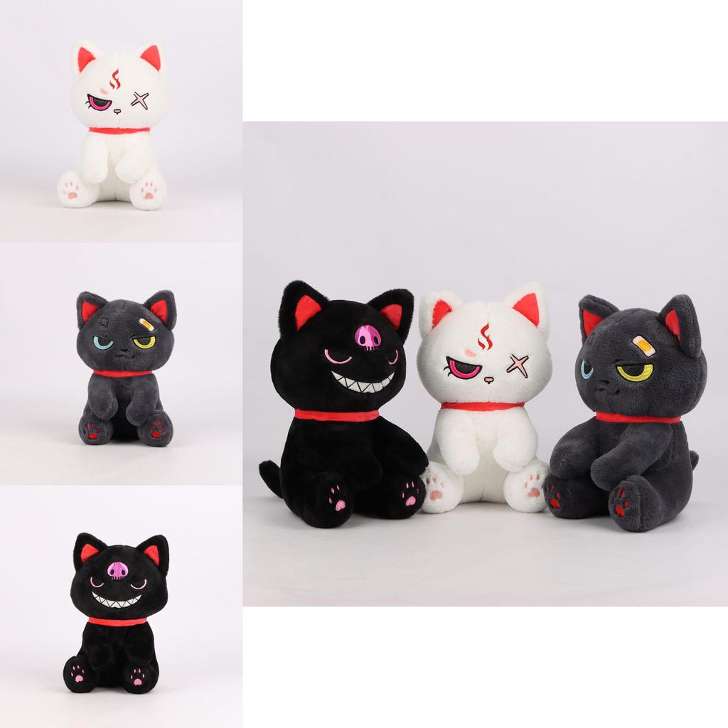 Cute Black Cat Plush Toy For Halloween Dark Pirate Theme Soft Stuffed Animal Gift