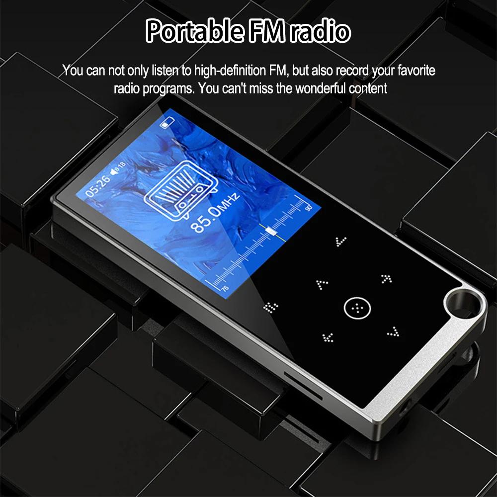 Bluetooth 5.0 Lossless MP3 Music Player HiFi Portable Audio Walkman com FM/eBook/gravador/MP4 Video Player Tela de 2,4 polegadas