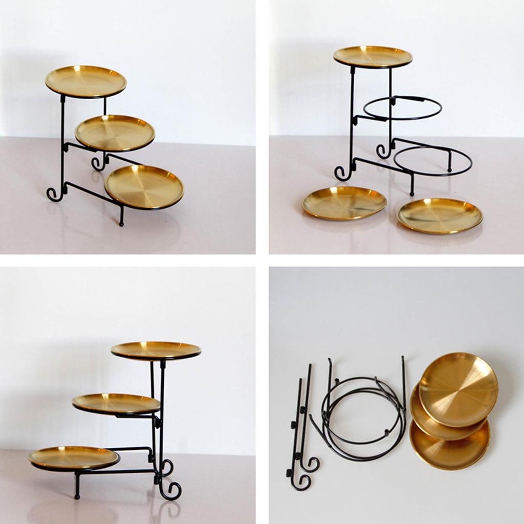 Three Layer Fruit Basket Stainless Steel Fruit Basket Modern Multi Layer Fruit Snack Storage Basket Golden