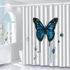 Blue Butterfly Shower Curtain, High-end Elegant and Anti-fog Bathroom Curtain,  Bathroom Decoration Pattern