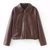 Zip Leather Jacket Women Leather Jacket Women Casual Lapel Vintage Coat