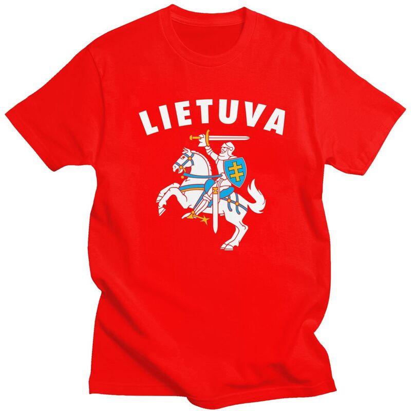 

Мужская футболка на заказ с гербом Литвы Lietuva, с коротким рукавом, хлопковая, классическая, для отдыха, свободного кроя S
