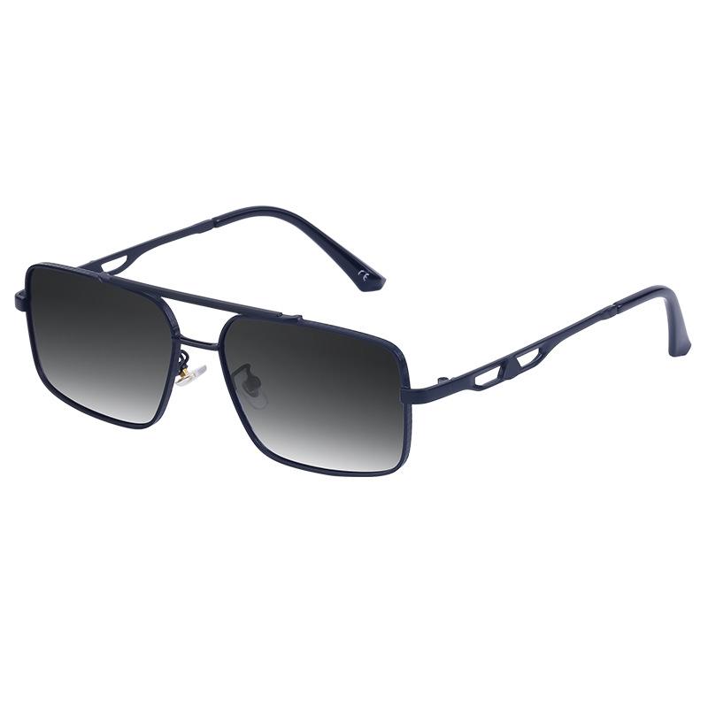 Lunettes de soleil rétro à double faisceau en métal pour hommes, lunettes de conduite en boîte