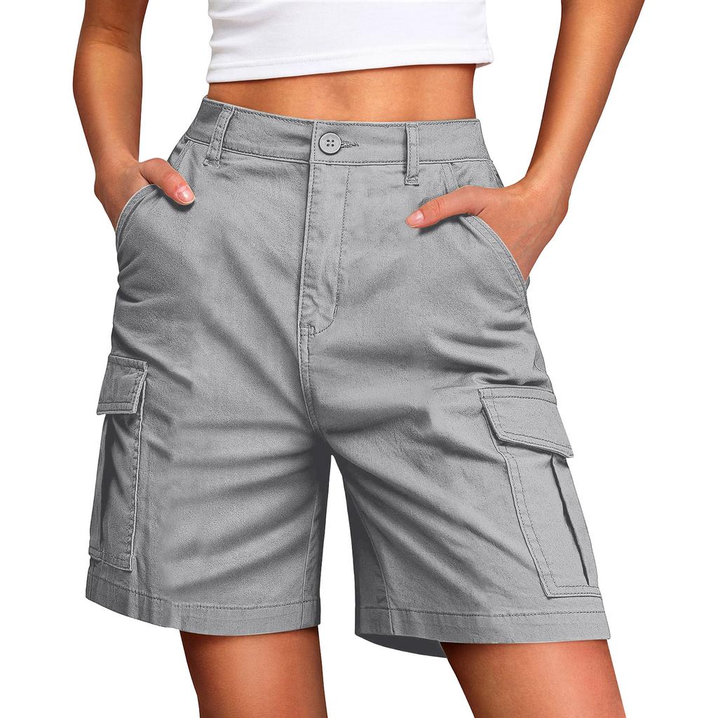 Wander-Shorts für Damen, Leicht, Elastischer Bund, Knielang, Cargo-Shorts, Golf, Freizeit, Sommer, Bermuda-Shorts