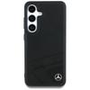 Mercedes Leather Horizontal Case         Debossed Curves Magsafe For Samsung Galaxy S25 Black