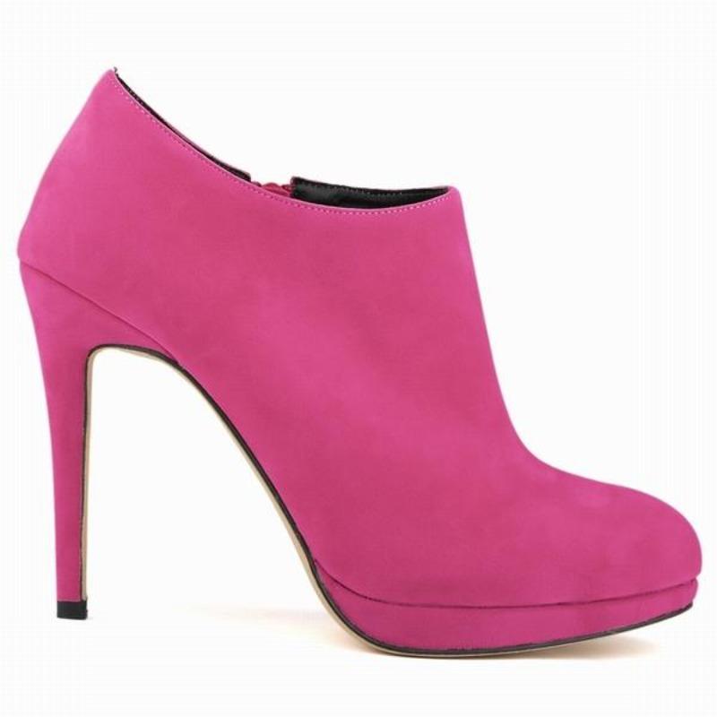 

Лосландіфен зі штучного оксамиту на платформі на високих підборах, жіночі осінь-зима, повсякденні ботильйони 41 Яскраво-рожевий