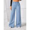 Womens High-Waisted Wide Leg Straight Cut Jeans Loose Fit Cotton Denim Pants 2026