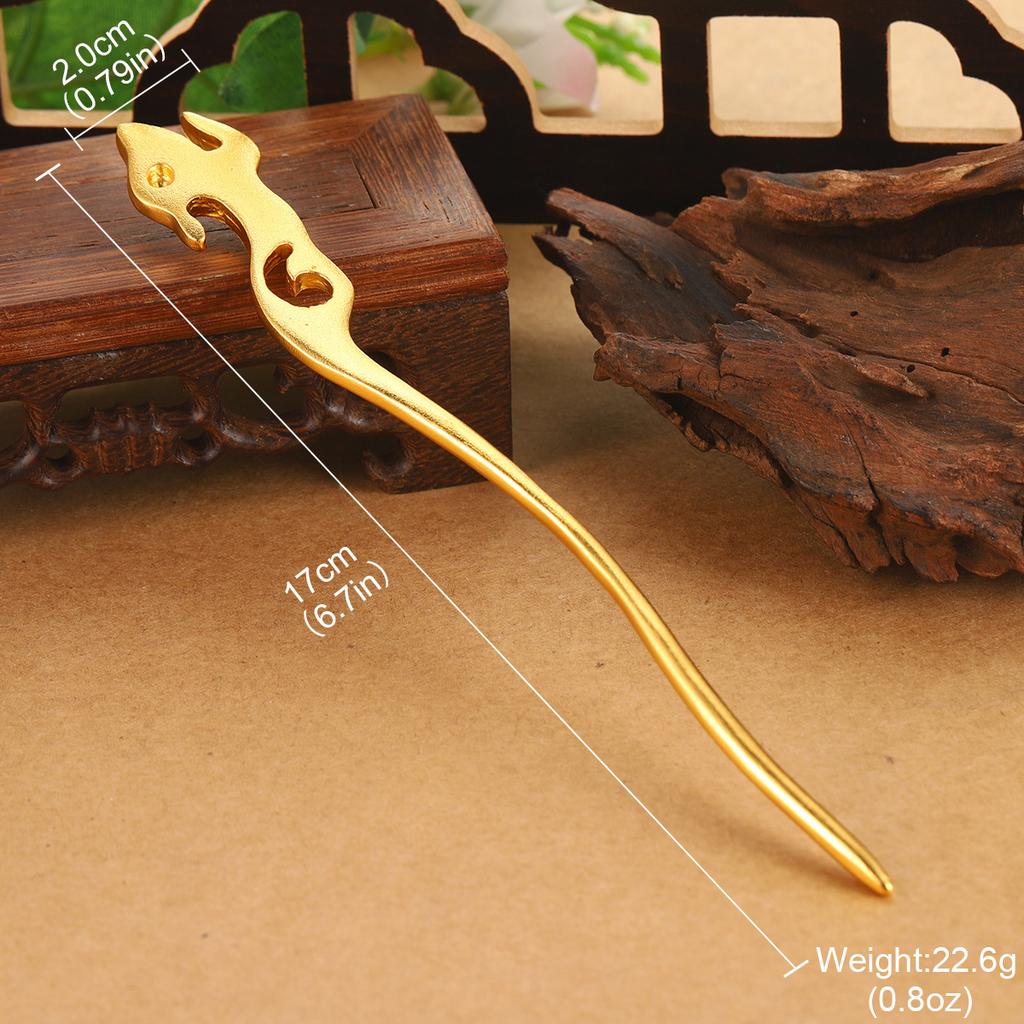 Antique hair accessories new hair fork high-end Hanfu accessories high-end jewelry hollow dragon geometric auspicious cloud hairpin