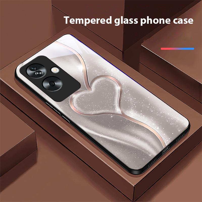 Aşamalı Sevgi Büyük Oppo A79 5G 58 78 74 60 4G Reno 11F Realme GT 6 11 Note 50 10 C55 X2 Temperli Cam Siyah Telefon Kılıfı