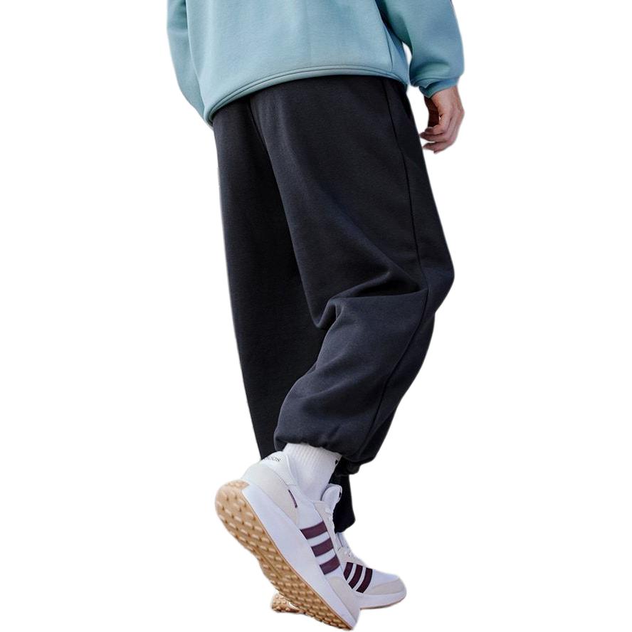 Adidas Pintuck French Terry Comfortable Casual Thickened Knitted Sports Pants Unisex Bottoms Black JM9117