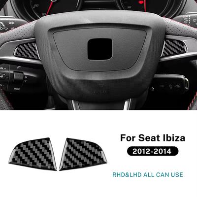 Real Soft Carbon Fiber Car Steering Wheel Sticker For Seat Ibiza 6j 2012 2013 2014 LHD RHD Center Bottom Frame Interior Trim