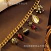 Cross Border Hot Retro Palace Style Insect Leaf Hanging Pendant Bracelet Zircon Pearl Exaggerated