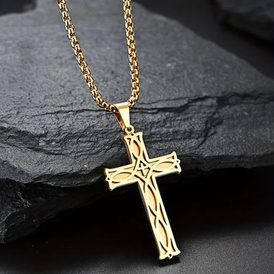 Irisches Knoten-Kreuz-Halskette aus Titanstahl: Minimalistisches, Trendiges, Lichtechtes Herren-Anhänger, Vielseitiger Partner-Stil