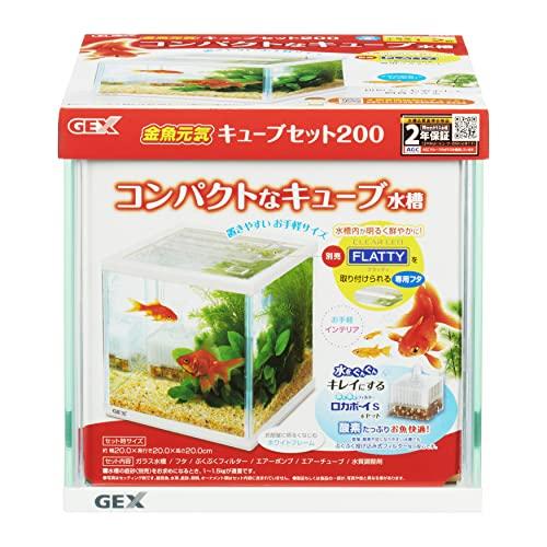 

GEX Goldfish Genki Cube Set, Aquarium Size: Approx. W20 x D20 x H20cm, Water Capacity: Approx. 6L, White Frame Width: 20cm