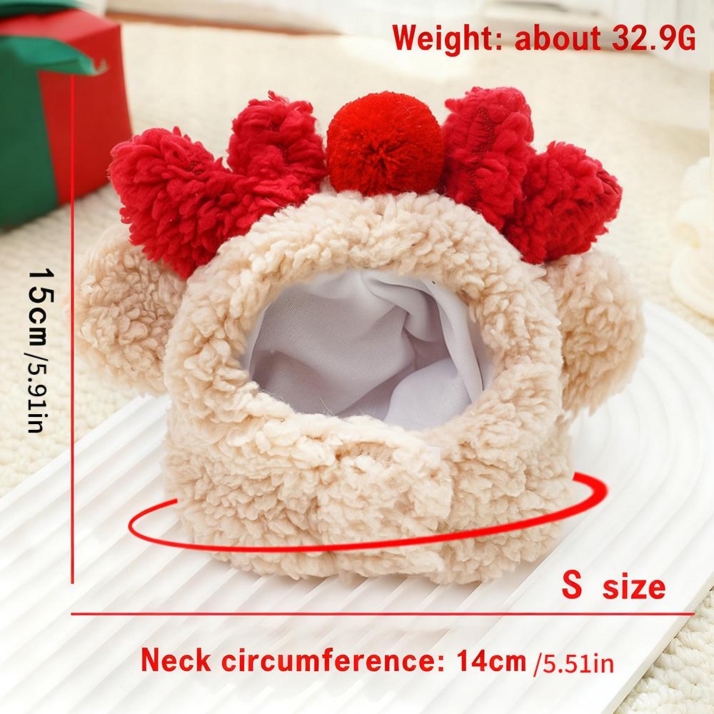 Pet Christmas Costume Reindeer Antler Headband Cosplay Outfit for Dogs Cats Winter Warm Trendy Pet Accessory Christmas Supplies