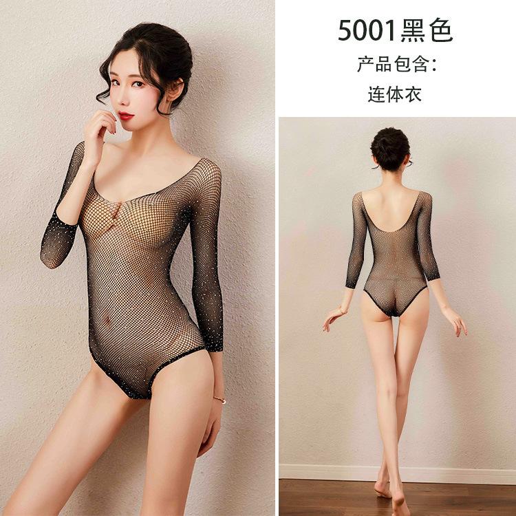 Sexy underwear sexy mesh clothes one-piece transparent fishnet socks bed passion temptation qqny