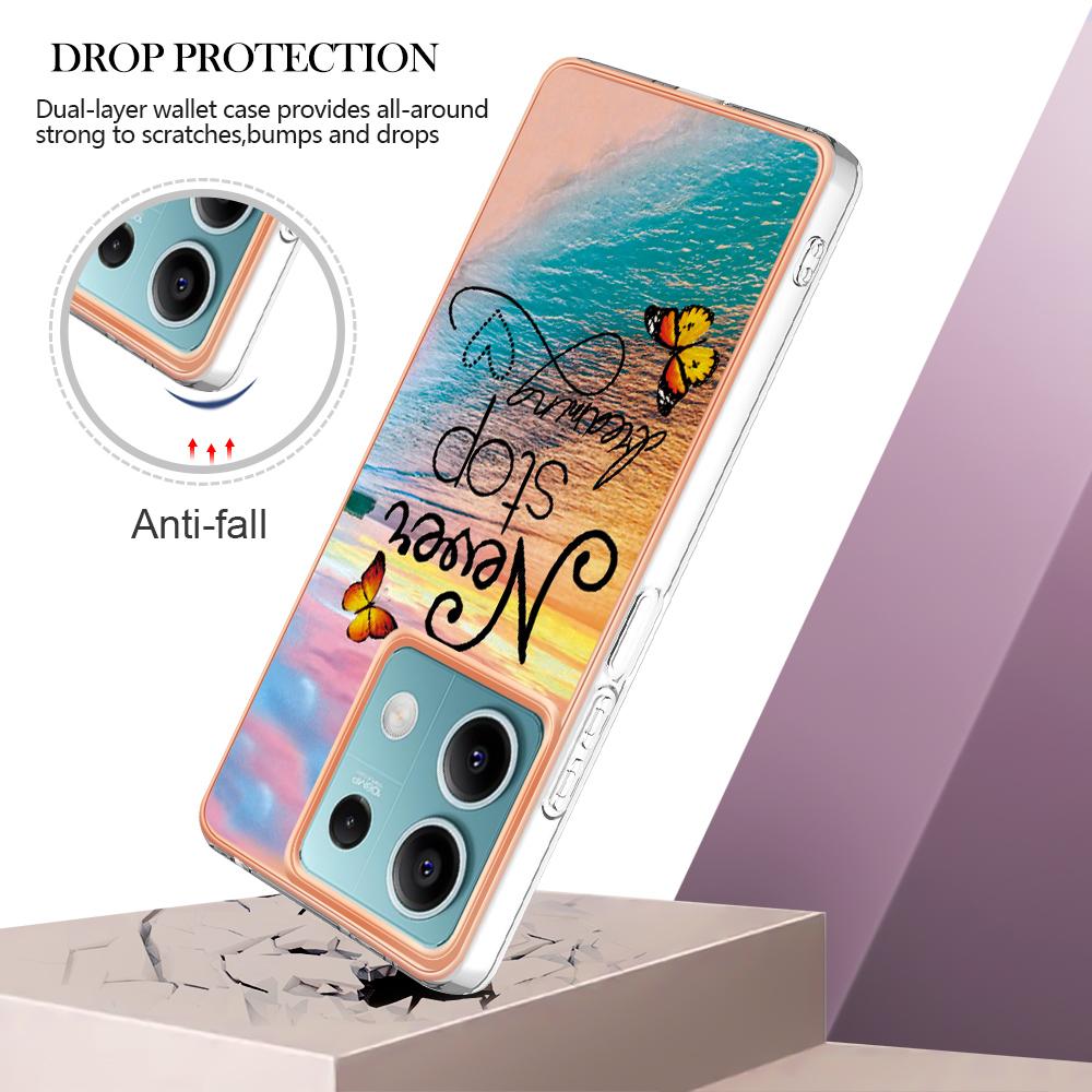 For Xiaomi Redmi Note 13 5G Case with IMD Marble Flower Pattern TPU Mobile Back Cover