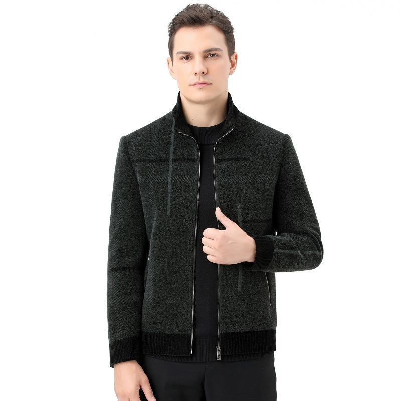 

Осенне-зимняя шерстяная куртка мужская, толстое шерстяное пальто большого размера для папы, мужское повседневное кашемировое мужское пальто с воротником-стойкой 195