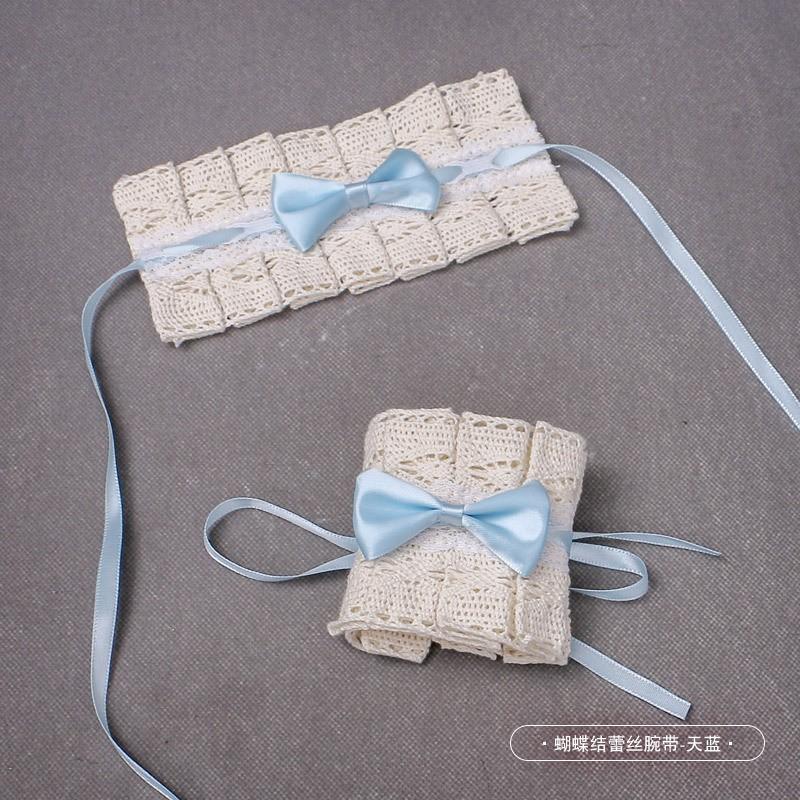 Handmade Sweet Lolita Hair Accessory Set - Lace Bow Clip Headband Tea Party Style