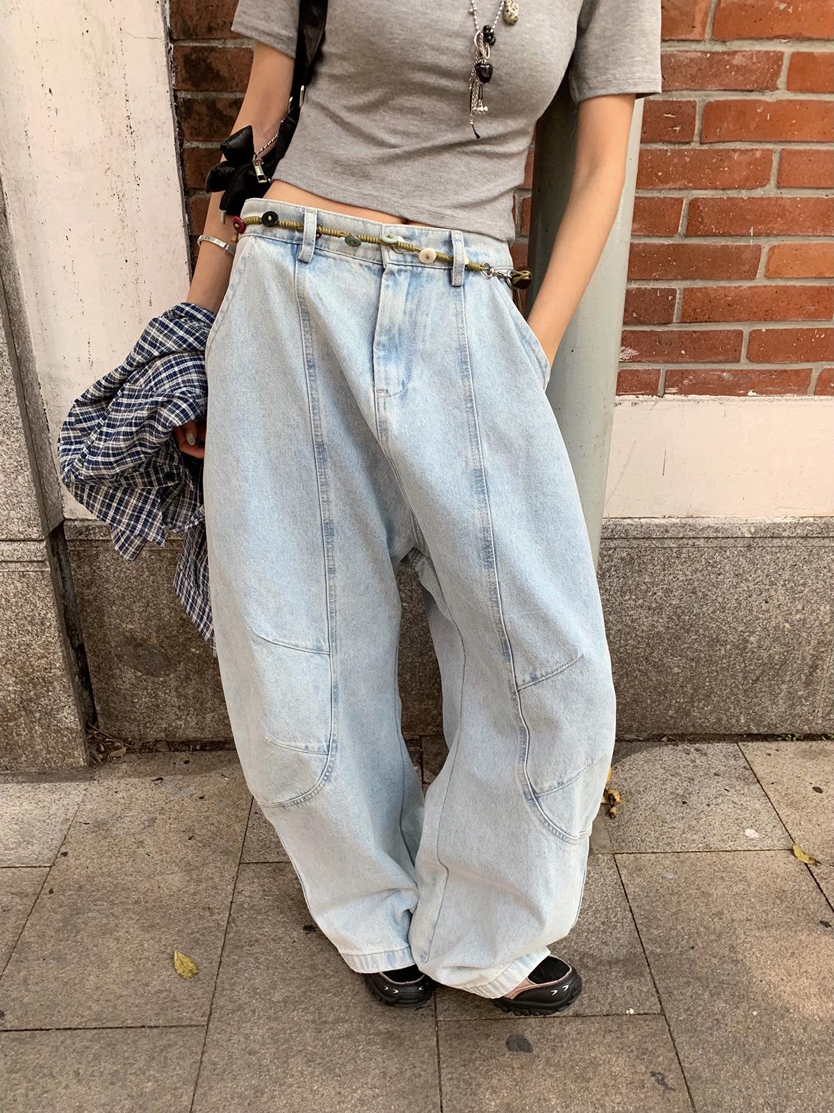Individual Deconstructed Split Denim Wide-Leg Pants for Women - Spring 2026 Small