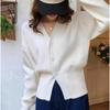 Maglione da Donna Scollo a V Cardigan a Maglia Autunno e Inverno Vita Stretta Corto
