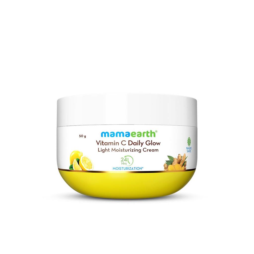 Mamaearth Vitamin C Light Moisturizing Cream For Face Hands Body 50g | Non-Greasy Glow Cream | 24H Hydration For All Skin Types