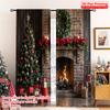 2pcs 2D Flat Printing Christmas Party Curtain Christmas Fireplace Stockings Presents 100% Polyester Without Electricity 0 for