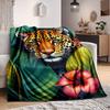 1pc Jungle Leopard Lightweight Flannel Blanket, Comfortable and Warm Blanket, for Office and Camping Sofa Bed, Livingroom101
