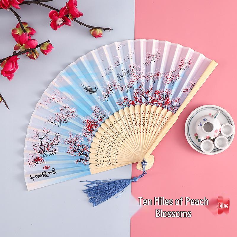 Portable Folding Fan: Ancient Chinese Style for Women and Children, Perfect for Hanfu, Cheongsam Dance, and Summer Use