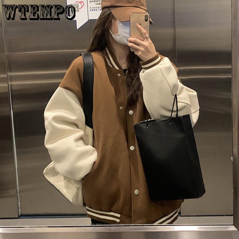 Spring Autumn Women Baseball Jackets Harajuku Casual Loose Pockets Korean Bomber Sweatshirt Uniform Streetwear Tops Coats