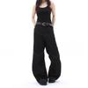 Taku Valley Black Wide-Leg Cargo Pants: Multi-Pocket Streetwear Jeans for Spring & Autumn 2025.