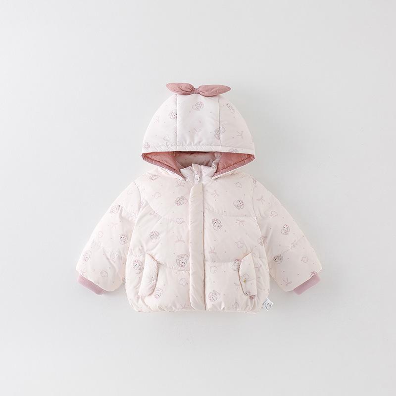 Stylish Hooded Down Jacket for Infant & Toddler Girls - Thickened Winter Coat with 90% White Duck Down