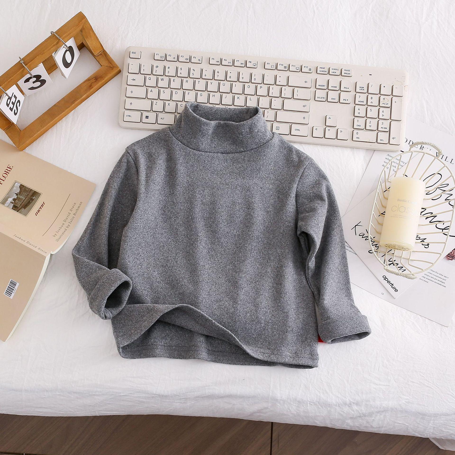 

Новая осенняя одежда для детей: Немецкая бархатная базовая рубашка, стильная и универсальная. Топ с длинным рукавом и воротником, модная и теплая одежда 140cm серый