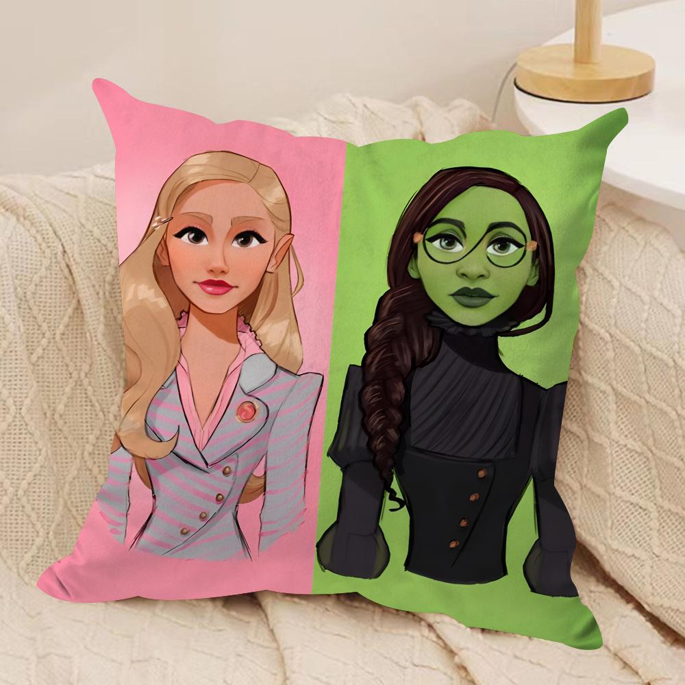 WWicked Part One Movie Cushion Cover Silky Short Plush Invisible Zipper Dustproof Sofa Pillow Case for Home Decor