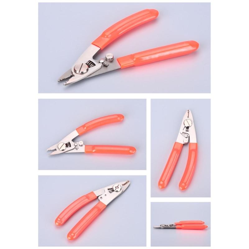 Professional 4 Port Fiber Cable Stripping Tool Adjustable Jaw Spring Mechanism Kevlars Shear Function