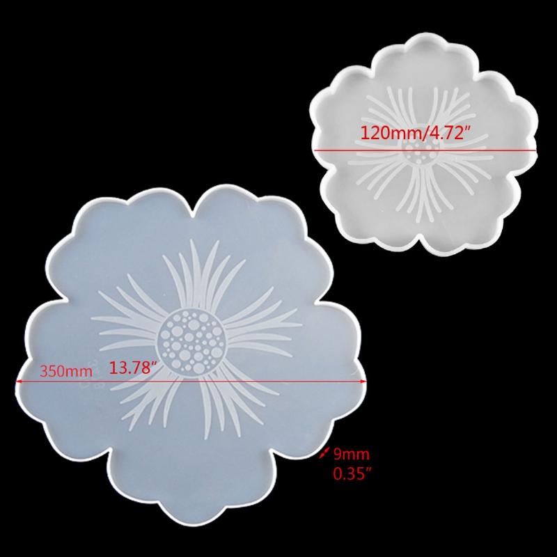 Flower Shape Coaster Mold with Sunlight Edges Fruit Tray Silicone Epoxy Casting Mold for Resin DIY Jewelry Plate Trinket