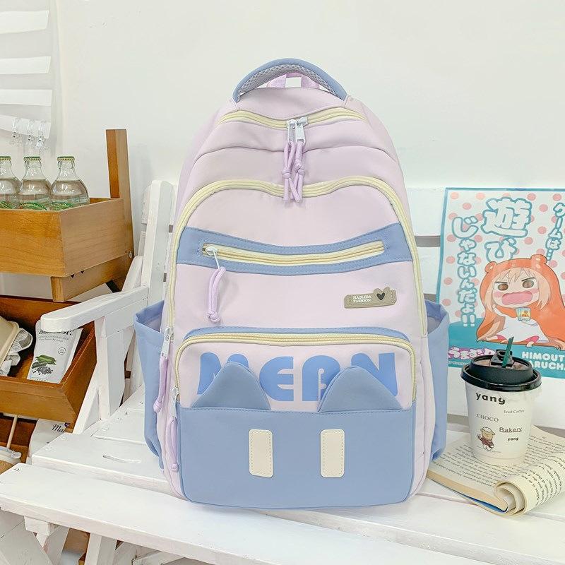 New Foreign Trade Student Schoolbag Contrasting Colors Ins Mori Cute Casual Backpack Simple Large Capacity Fashion Backpack