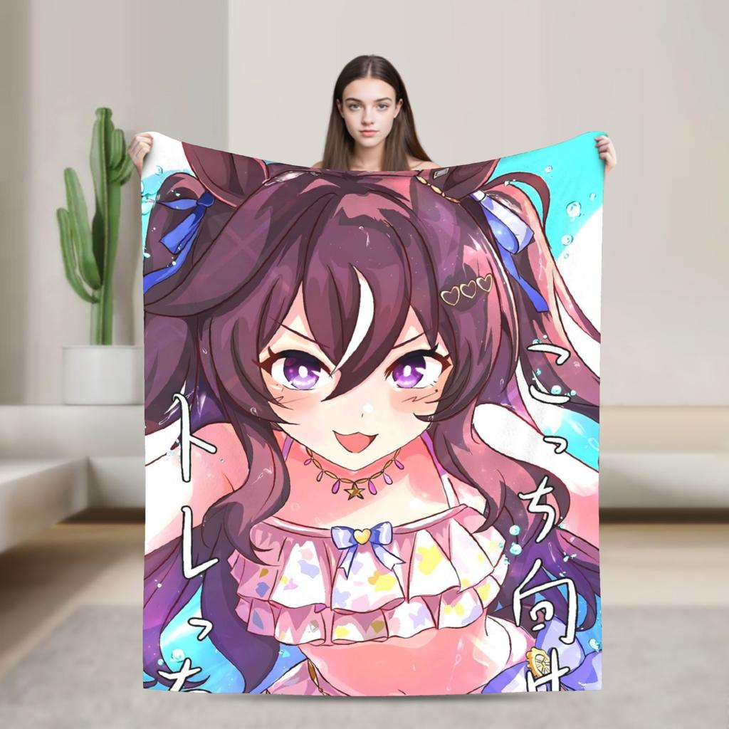 Umamusume Pretty Derby Haru Urara Warm Soft Blanket Airplane Travel Plush Throw Blanket Bedroom Flannel Bedspread Sofa Bed Cover