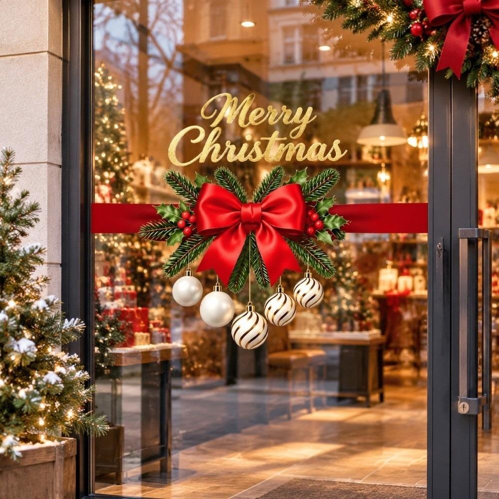 Colorful Christmas Window Sticker Removable Festive Room Decoration Static Glass Cling Homeowner
