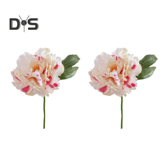 2Pcs Artificial Peony Flower Single Branch Forever Blooming Realistic Home Decoration Wedding Accessory Simulated Flower