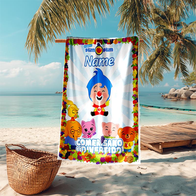 Personalized customized proof beach towel with plim plim pattern - soft, absorbent,quick-drying,perfect swimming,camping&bathing