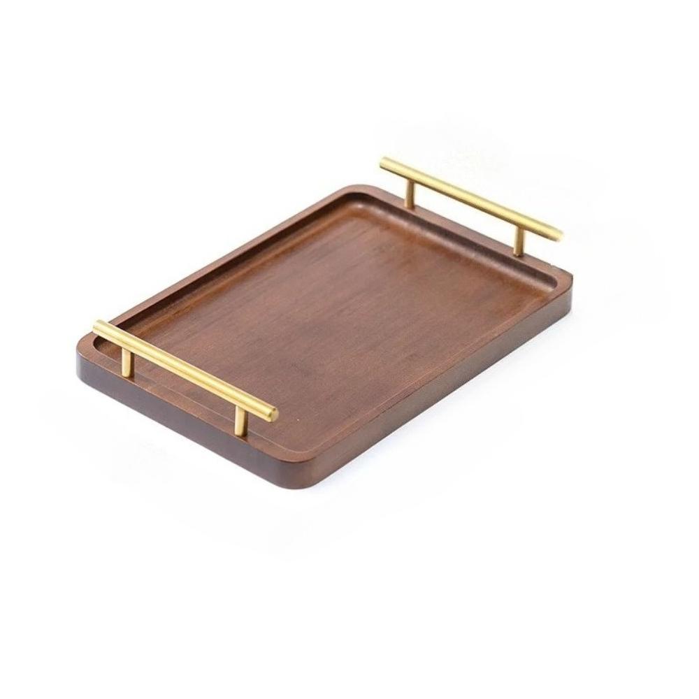 

Wooden Serving Tray with Handles Coffee Dessert Snack Platter Bamboo Tea Tray Food Tray Decorative Tray for Kitchen Bedroom