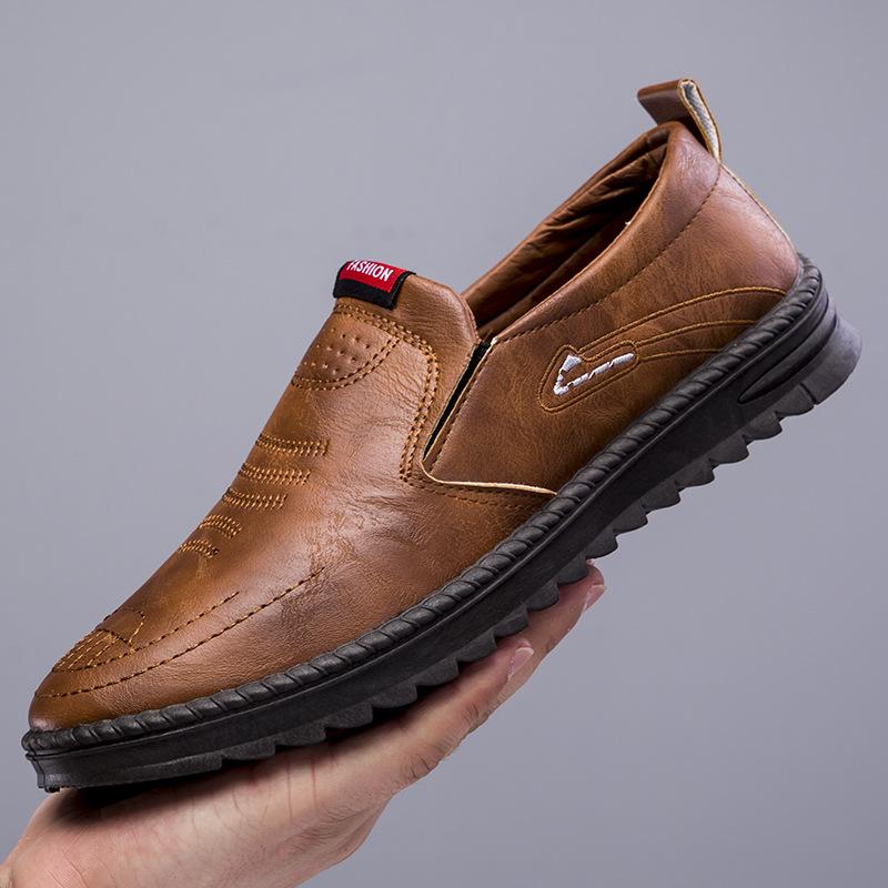 Leather Shoes Spring and Autumn Fashion Soft Leather Casual Leather Shoes Texture Wear-resistant Beanie Shoes Men's Shoes