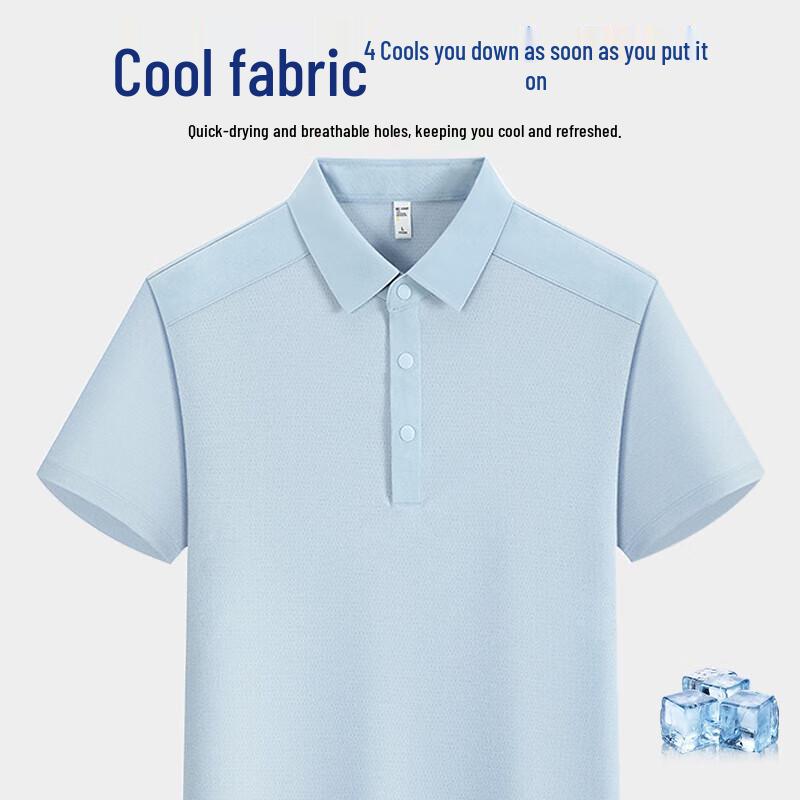 

QIANYIYANG Men s Ice Silk Quick-Dry Breathable Polo Work Shirt 3XL