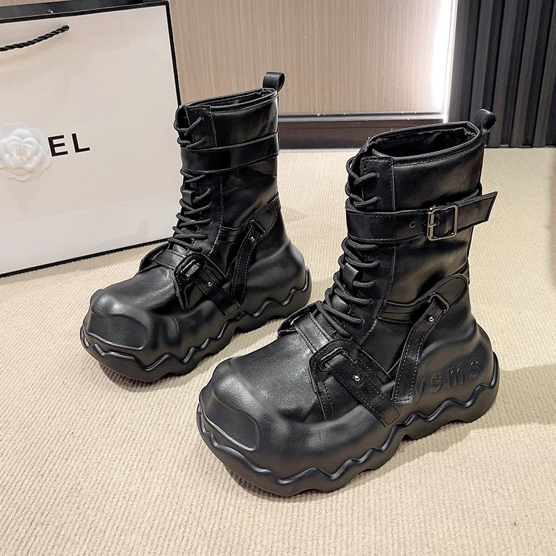 Fashion Brand New Ladies Goth Platform Boots Fashion Buckle Punk Wedges High Heels Women's Boots Party Street Cosplay Woman Shoes